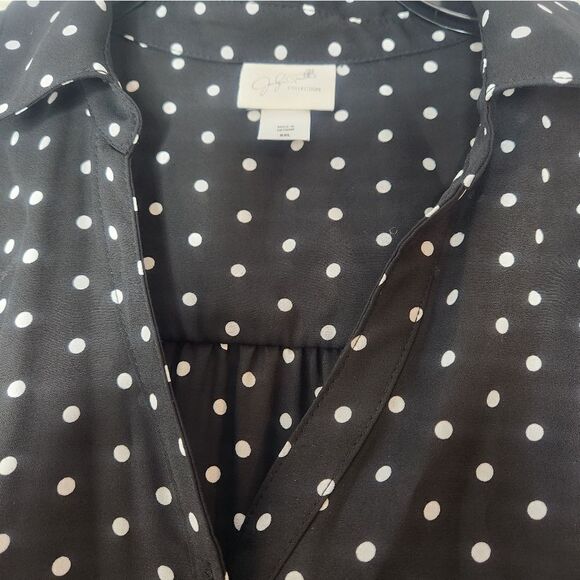 Jaclyn Smith collection XXL BlackWhite LngSlvs V-neck Collar Women’s Top Blouse - Picture 7 of 8